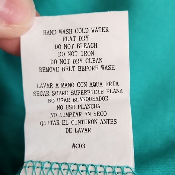 🔺️Lily Rose Teal Sequined One Shoulder Belted Sash Dress Small - Picture 11 of 12